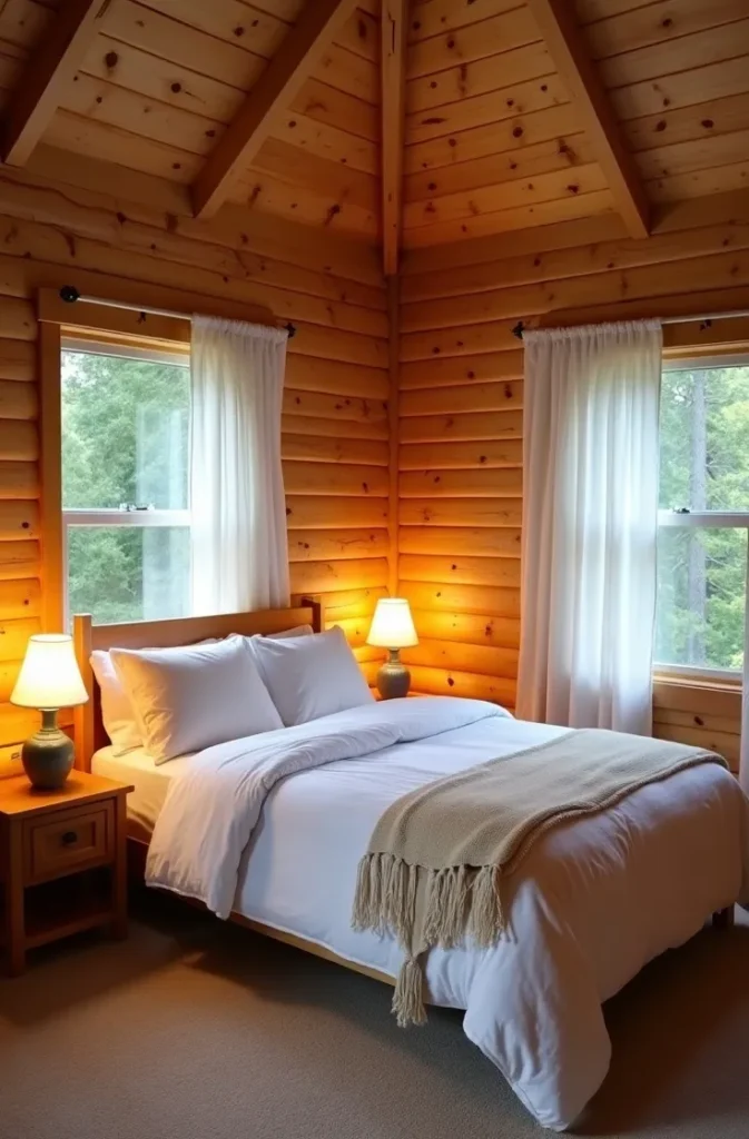 Create a Full Knotty Pine Bedroom for a Warm, Enveloping Cabin Environment