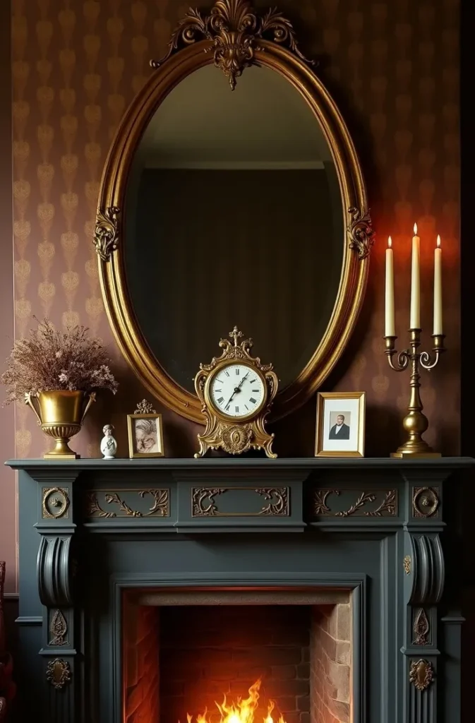 Create a Maximalist Mantel Display Using Clocks, Mirrors, and Collected Objects