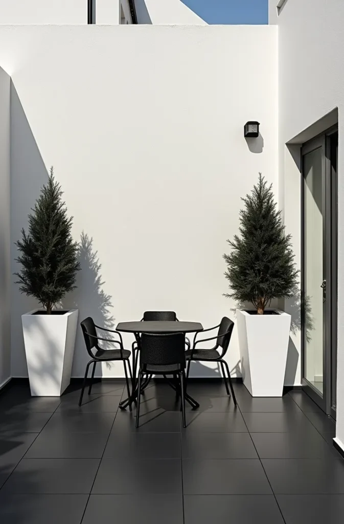 Create a Monochrome Black and White Courtyard for a Bold Minimal Look