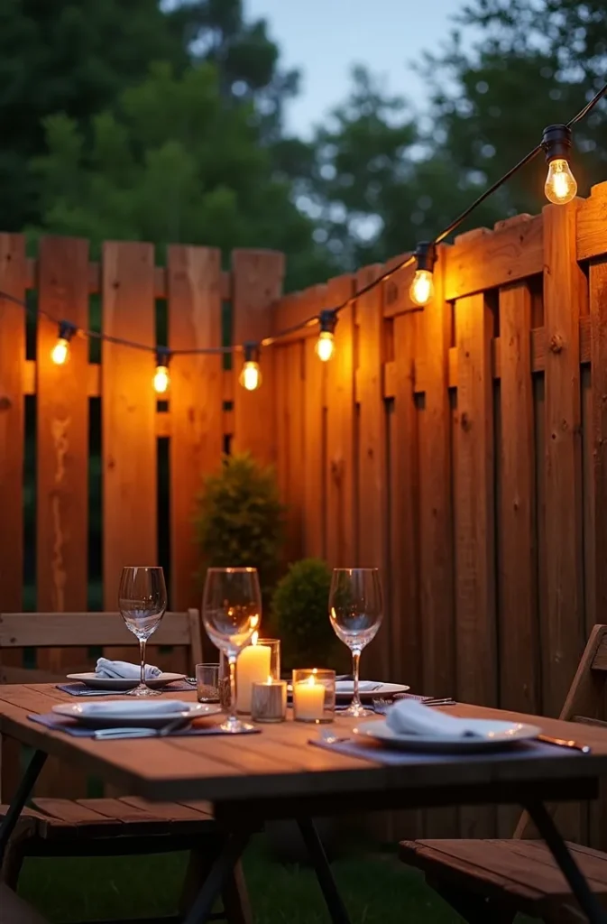 DIY Pallet Fence With String Light Integration