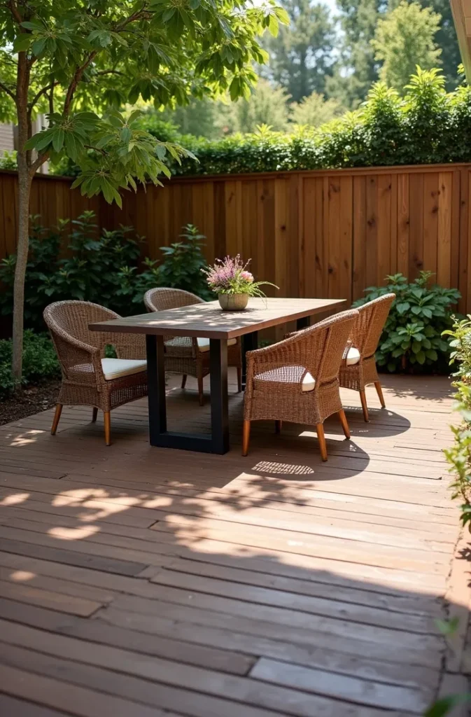 Dark Walnut Brown Painted Patio to Mimic Wood Deck Look