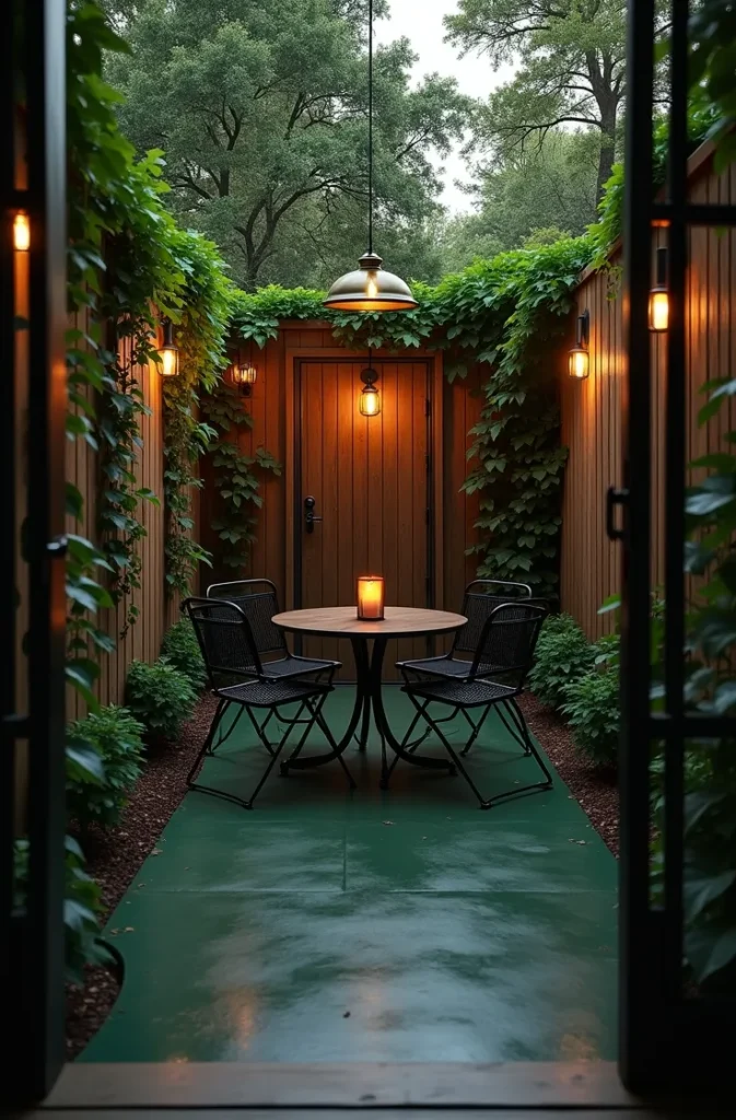 Deep Forest Green Painted Patio for a Moody Garden Retreat