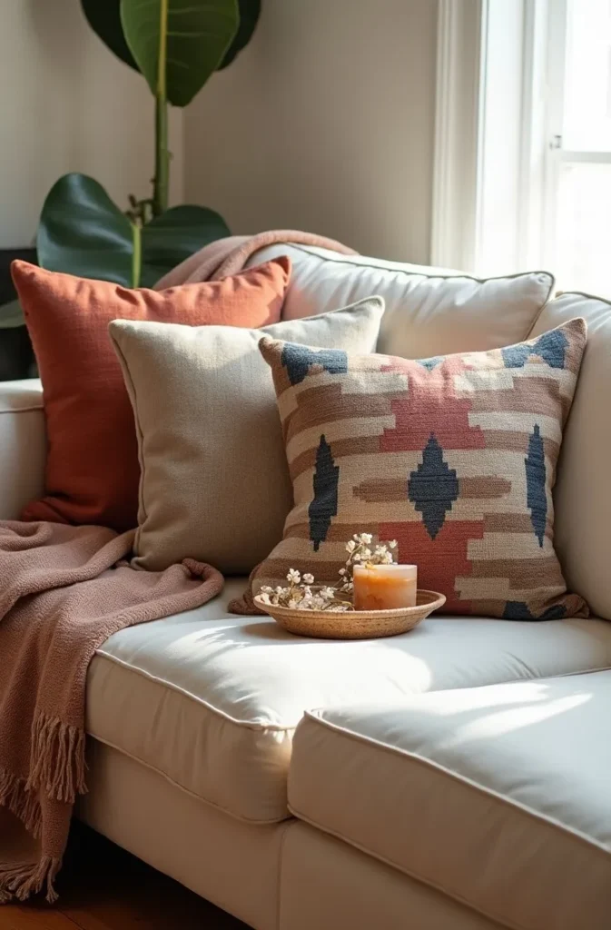 Drape a Vintage Rug Over the Back of a Plain Sofa to Instantly Add Boho Texture