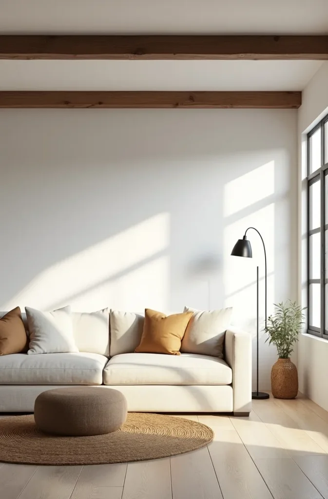 Exposed Ceiling Beams With Whitewashed Walls for a Light Western Ranch Feel