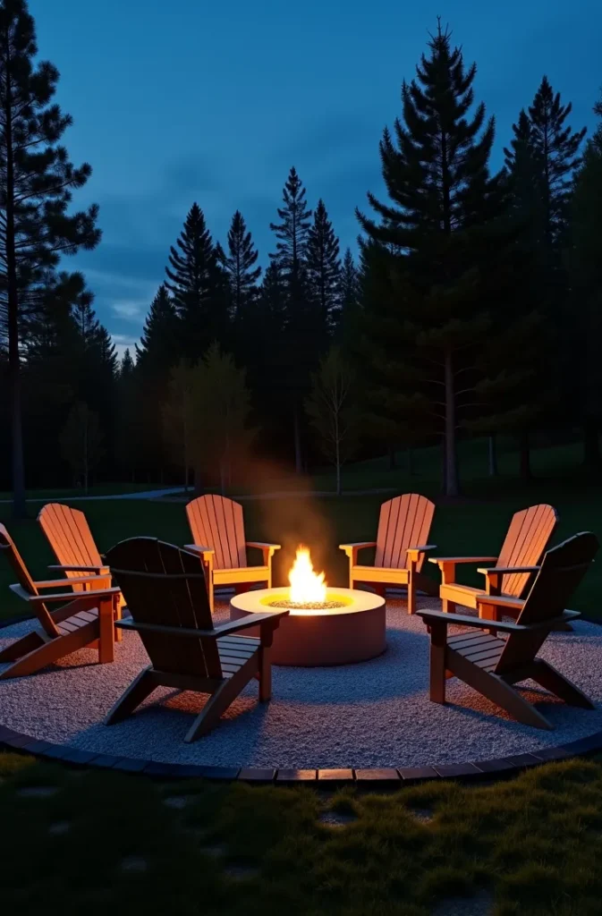 Fire Pit Conversation Circle With Low Adirondack-Style Seating