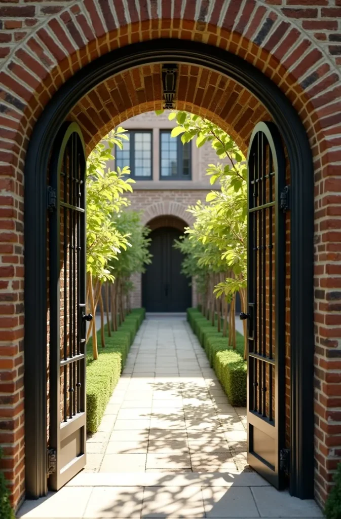 Frame the Courtyard Entrance With an Arch and Espaliered Fruit Trees