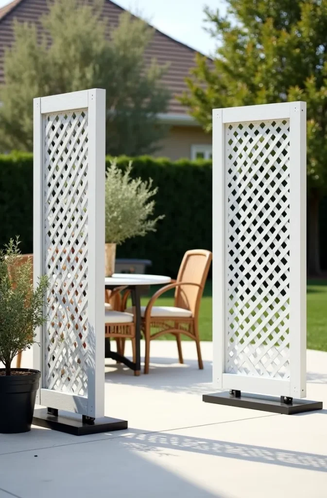 Freestanding Lattice Room Divider for Open Outdoor Living Areas