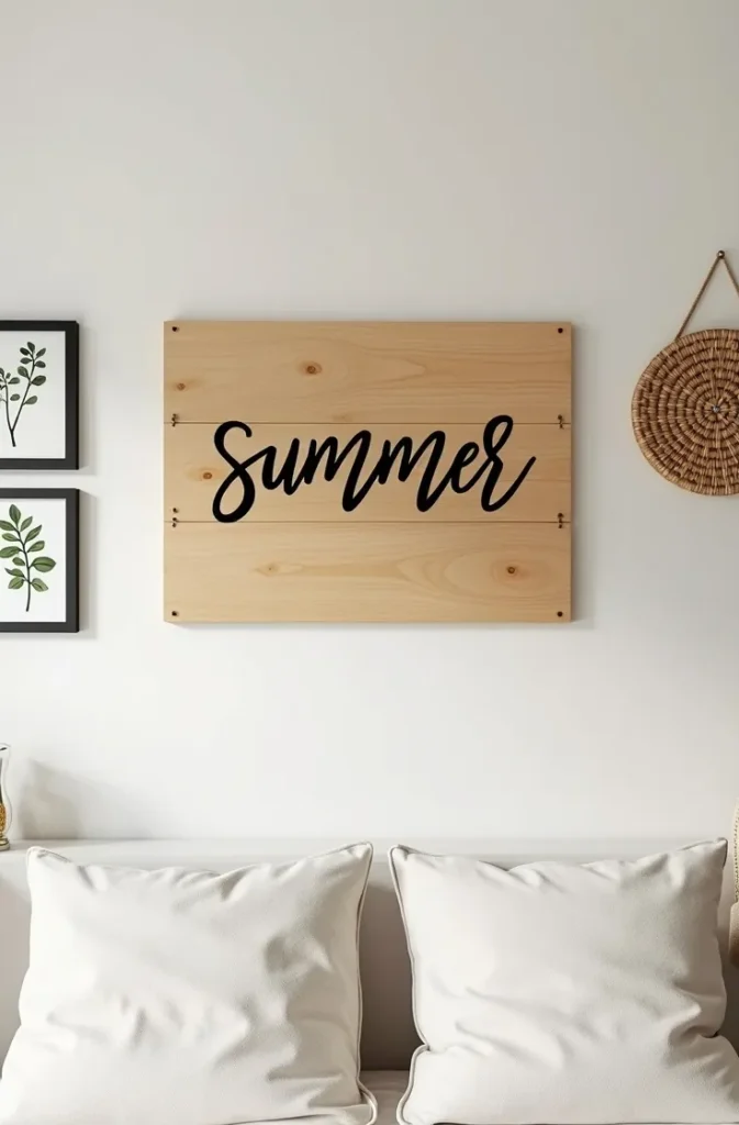Hand-Lettered Wooden Signs With Summer Phrases That Work in a Gallery Wall