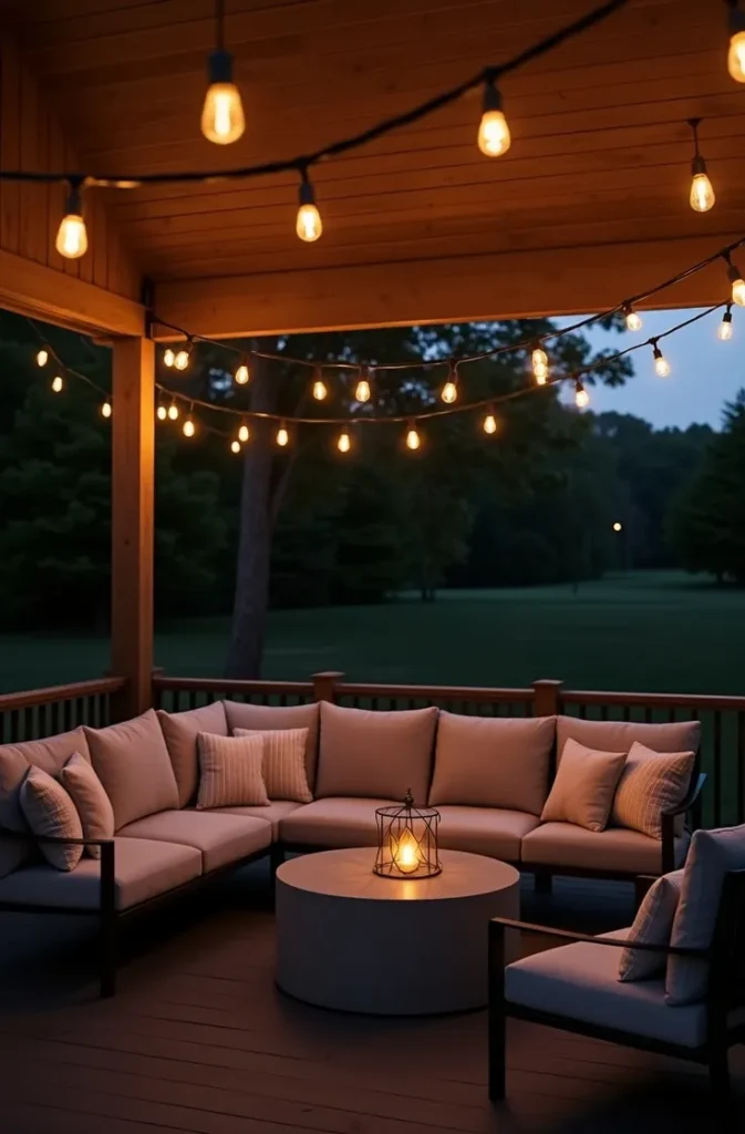 Hang String Lights at the Correct Height to Create an Outdoor Room Feel After Dark