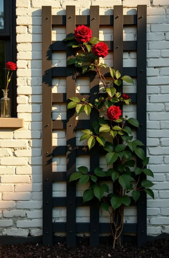 How a Painted Black Wooden Trellis Changes the Entire Mood of a Garden in One Weekend