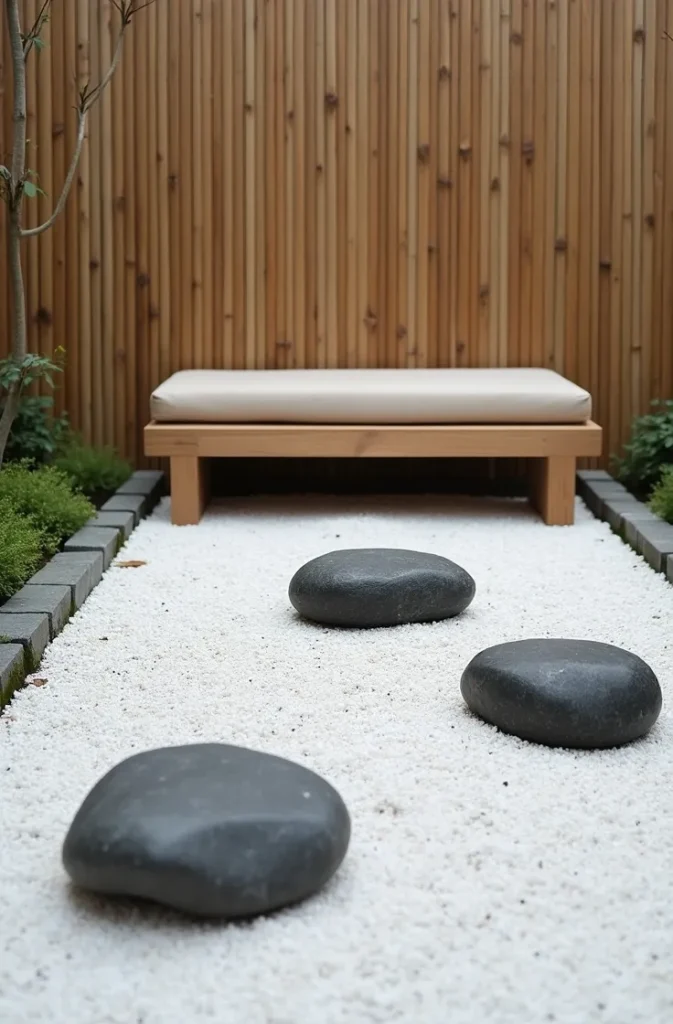 Japanese Zen Gravel Garden Seating Area for Low-Maintenance Calm