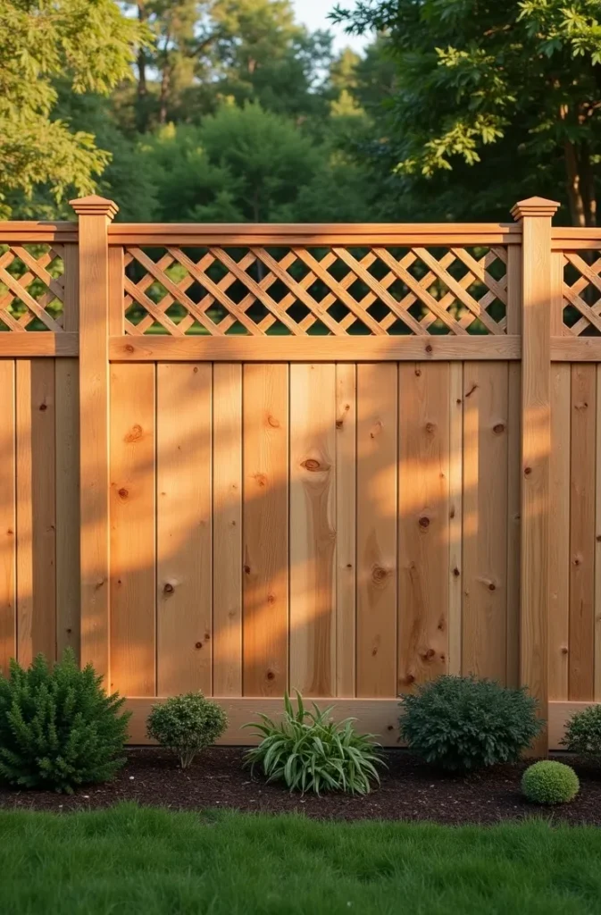 Lattice Fence Topper on a Solid Privacy Fence