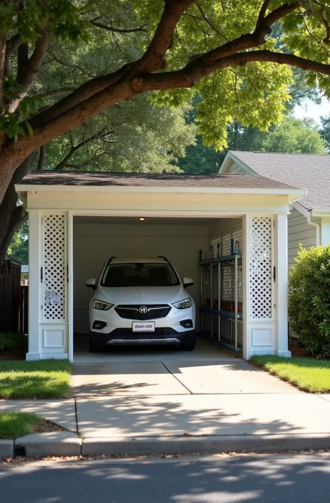 Lattice Room Divider for Covered Carport Privacy and Curb Appeal