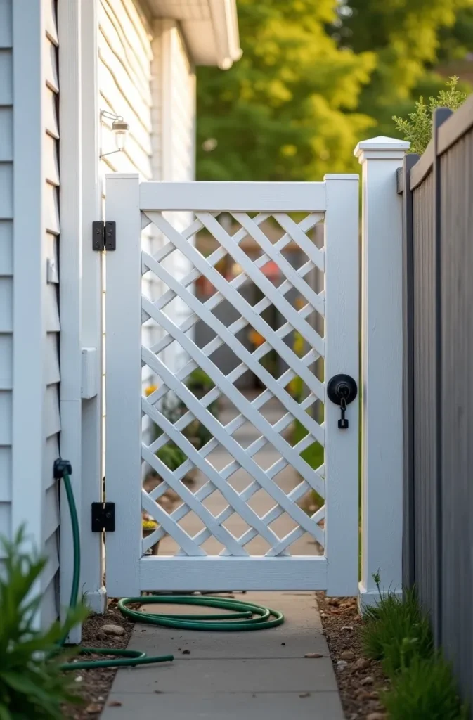 Lattice Side-Yard Screen for Narrow Passage Privacy