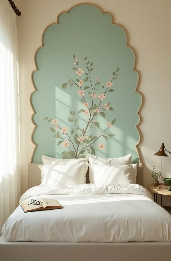 Let the Mural Rise Behind a Low Bed So the Ceiling Finally Feels Tall