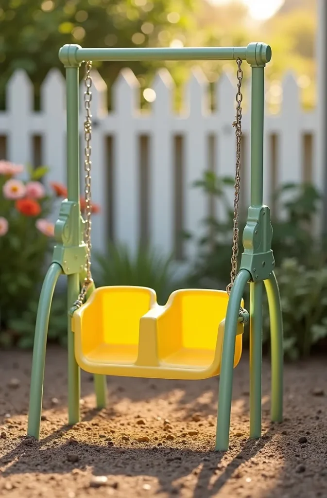 Low-Profile Toddler Swing Frame With Enclosed Baby Seats