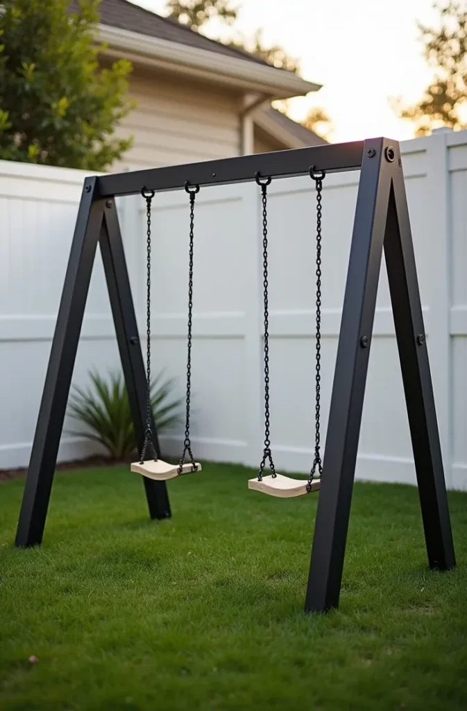 Minimalist Steel Frame Swing Set for Small Yards