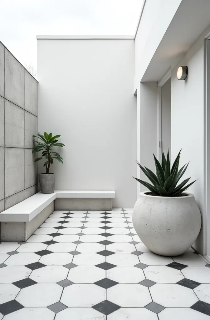 Modern Minimalist Patio Where the Tile Is the Only Pattern
