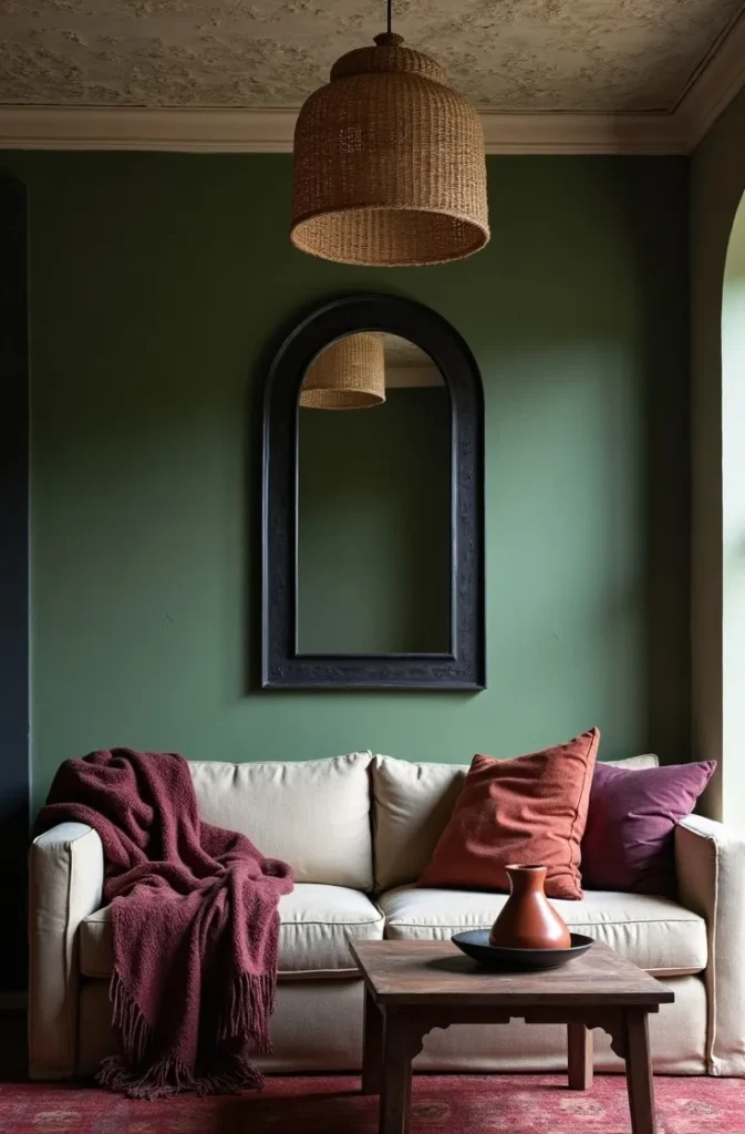 Moroccan Arch Mirrors for a Moody Living Room Wall