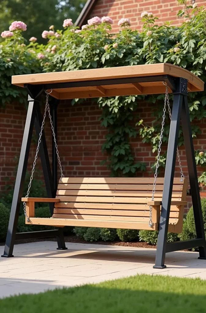 Multi-Child Bench Swing on Freestanding Frame