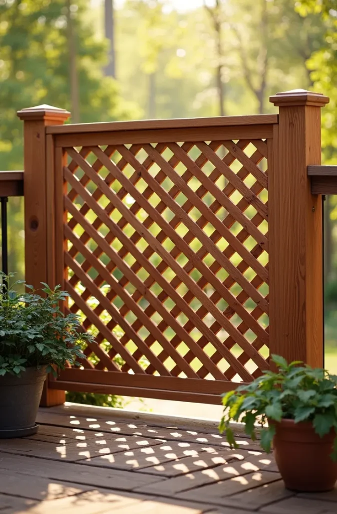 Natural Cedar Lattice for a Warm, Rustic Privacy Screen
