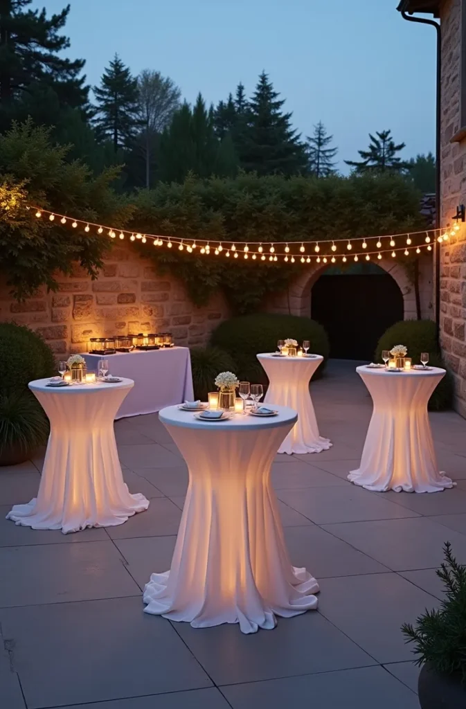 Outdoor Cocktail Party Setup With High Tables That Maximizes Guest Circulation
