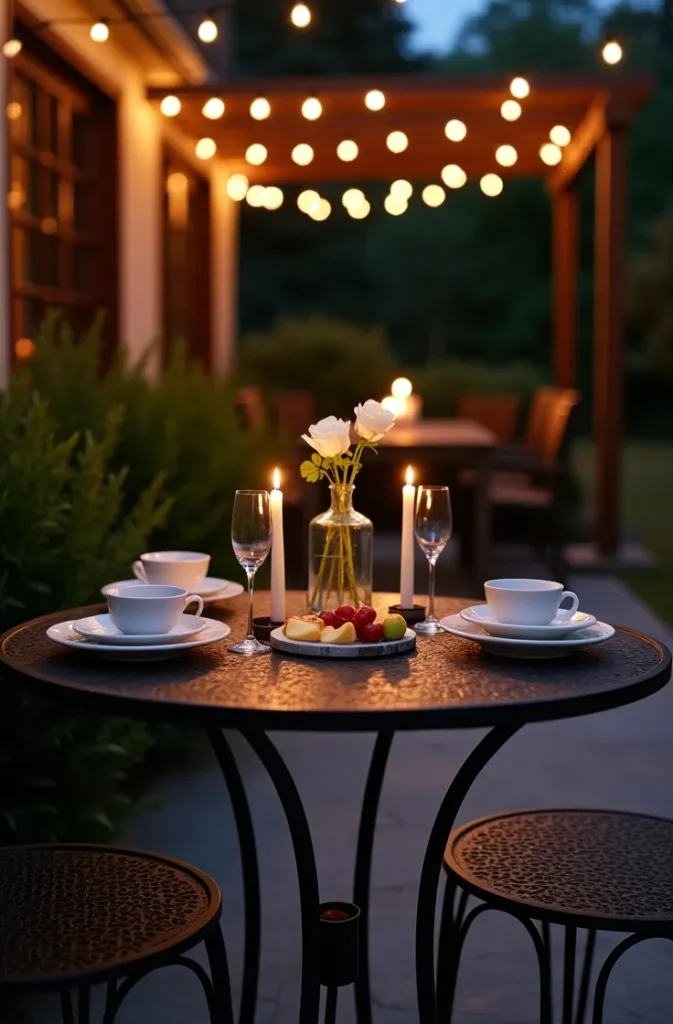 Outdoor Dinner Party Table for Two That Creates a Private Summer Date Night