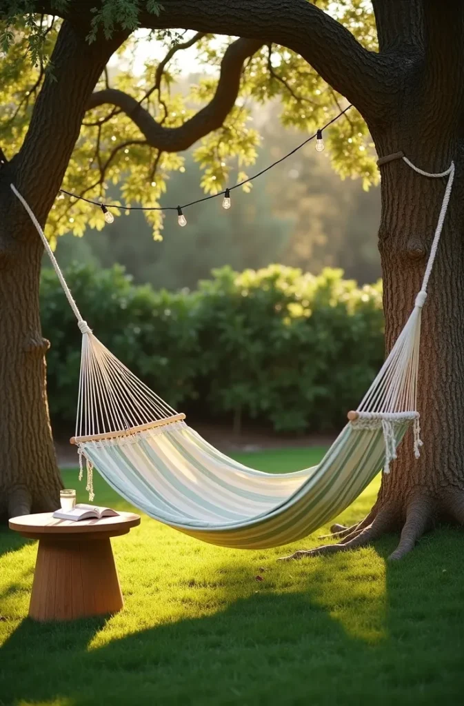 Outdoor Hammock Corner That Creates a Destination Spot in a Large Backyard