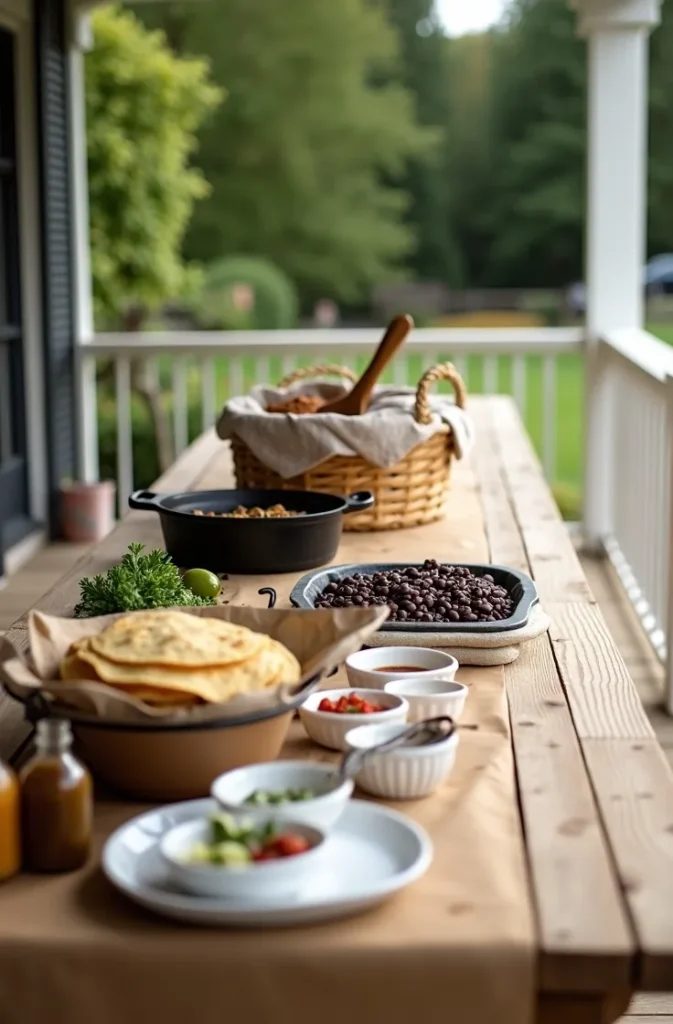 Outdoor Taco Bar Setup That Works for 20 or More Guests Without a Chafing Dish