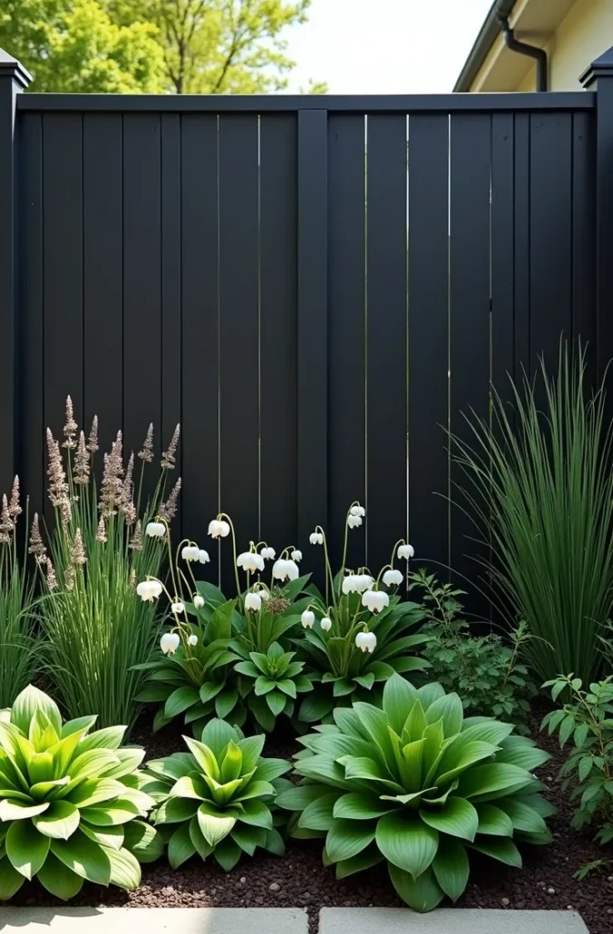 Painted Black Pallet Fence as a Bold Garden Backdrop