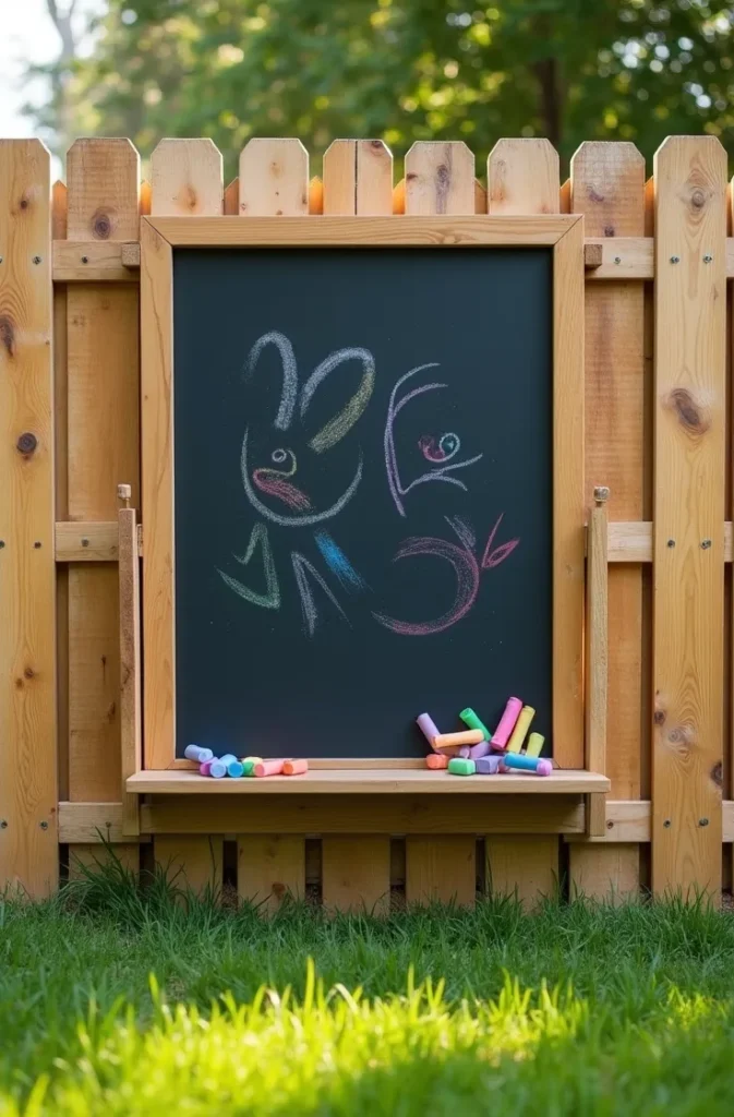 Pallet Fence With Chalkboard Panel Sections for Family Yards