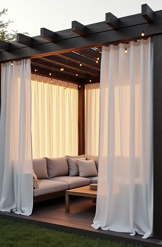 Pergola With Outdoor Curtains That Creates a Private Retreat in Any Yard