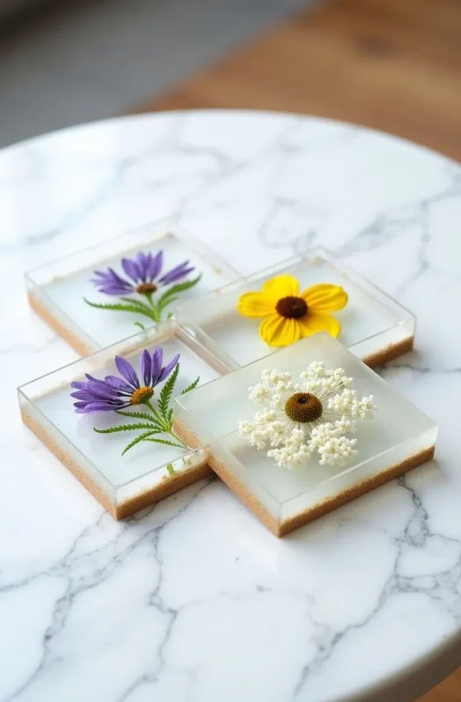 Pressed Wildflower Resin Coasters That Look Store-Bought When Done Correctly