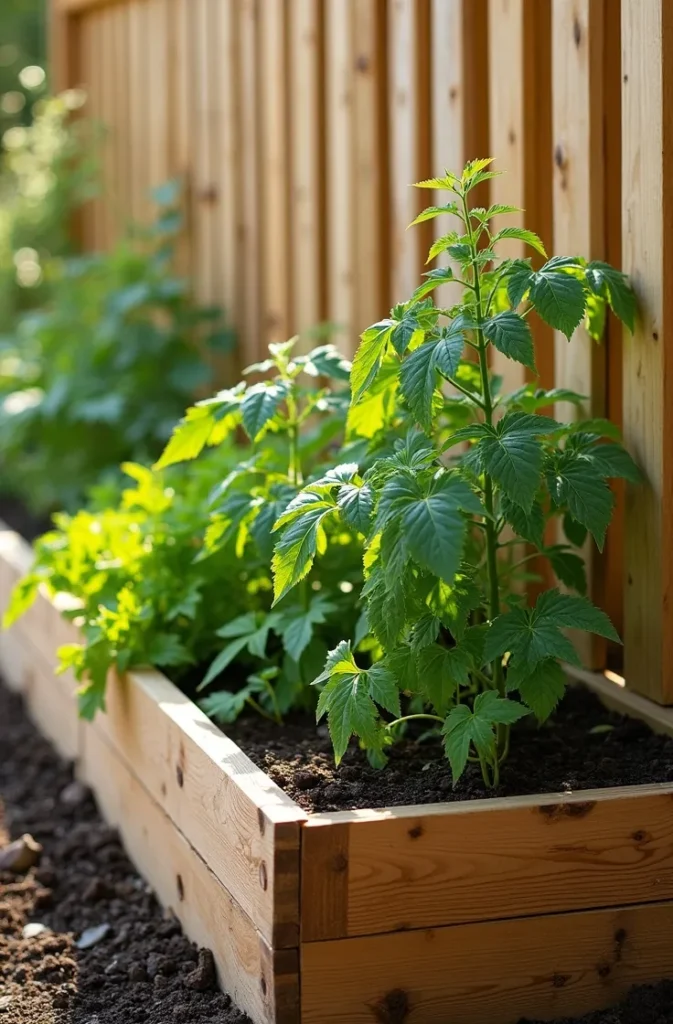 Raised Pallet Garden Bed Integrated With Fence Section