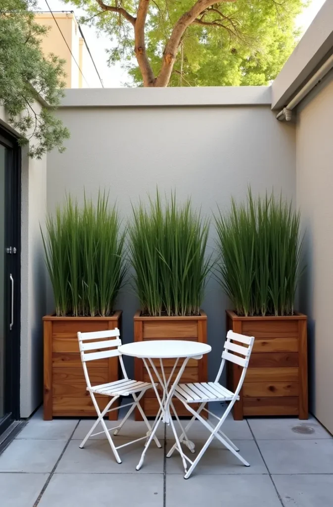 Raised Planter Wall That Doubles as a Privacy Screen on a Small Patio