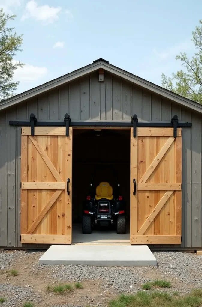 Rustic Barn-Door Shed With Double Sliding Entry