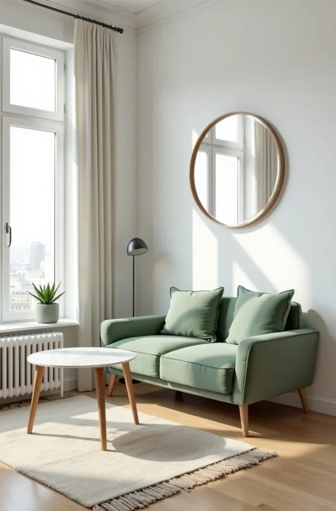 Sage Green Living Room in a Small Apartment Making the Color Work in Compact Spaces