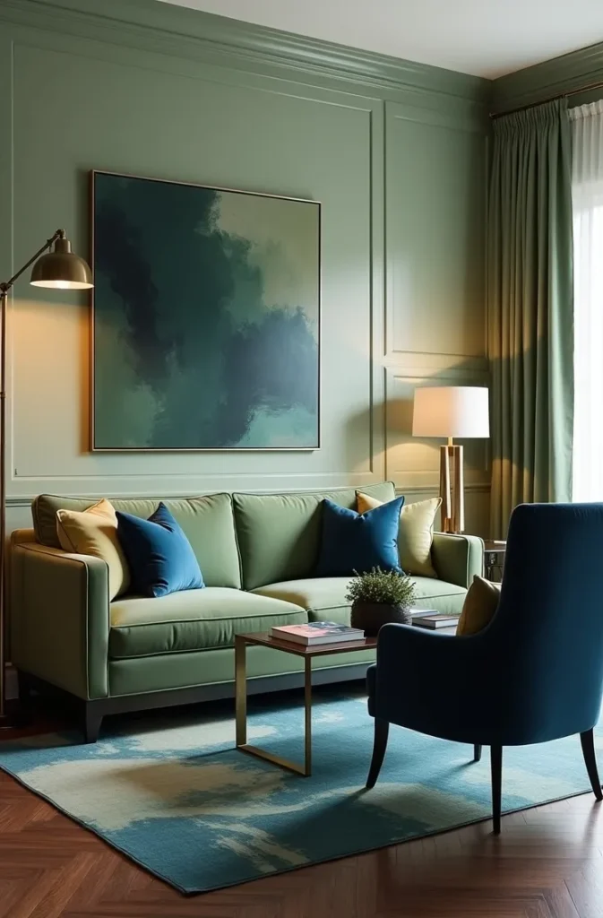 Sage Green With Navy Blue Accents A Sophisticated Two-Tone Palette for Confident Rooms