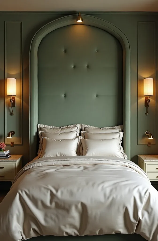 Sage Green in a Luxury Master Bedroom Using the Color at Its Most Elevated