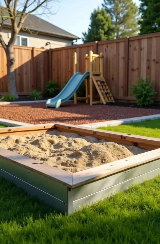 Sandbox Integrated Into a Wider Play Zone With Defined Material Transitions