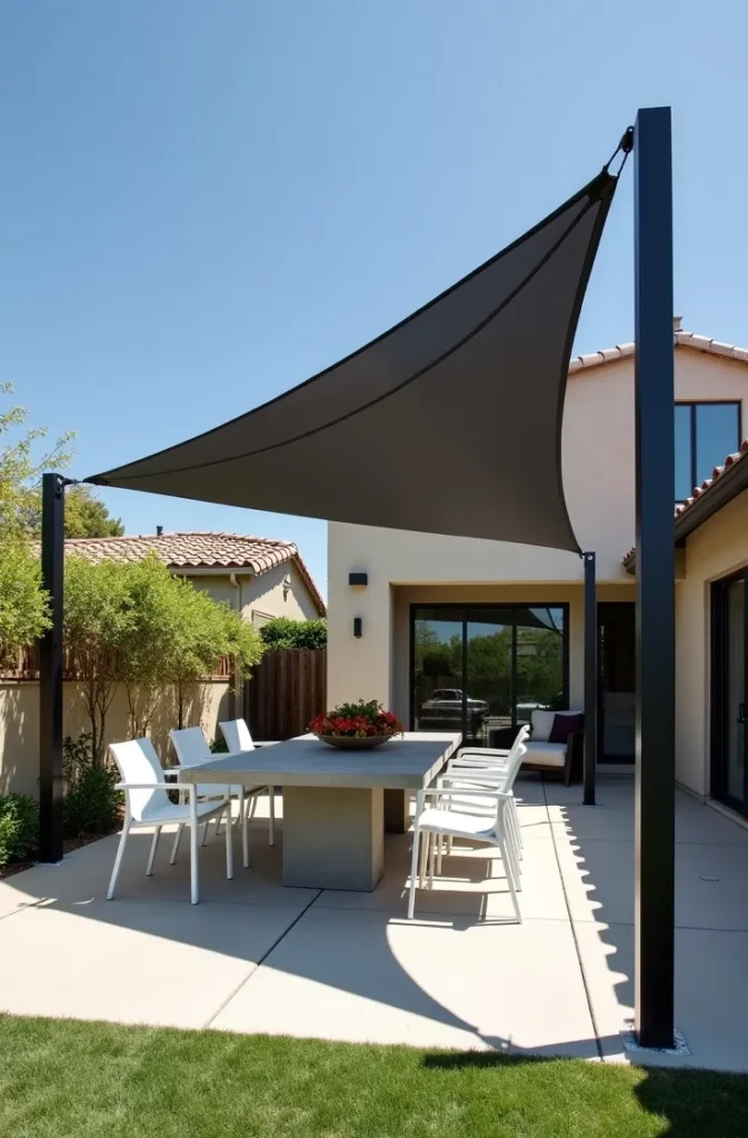 Shade Sail Structure That Solves Direct Sun Exposure on an Uncovered Patio