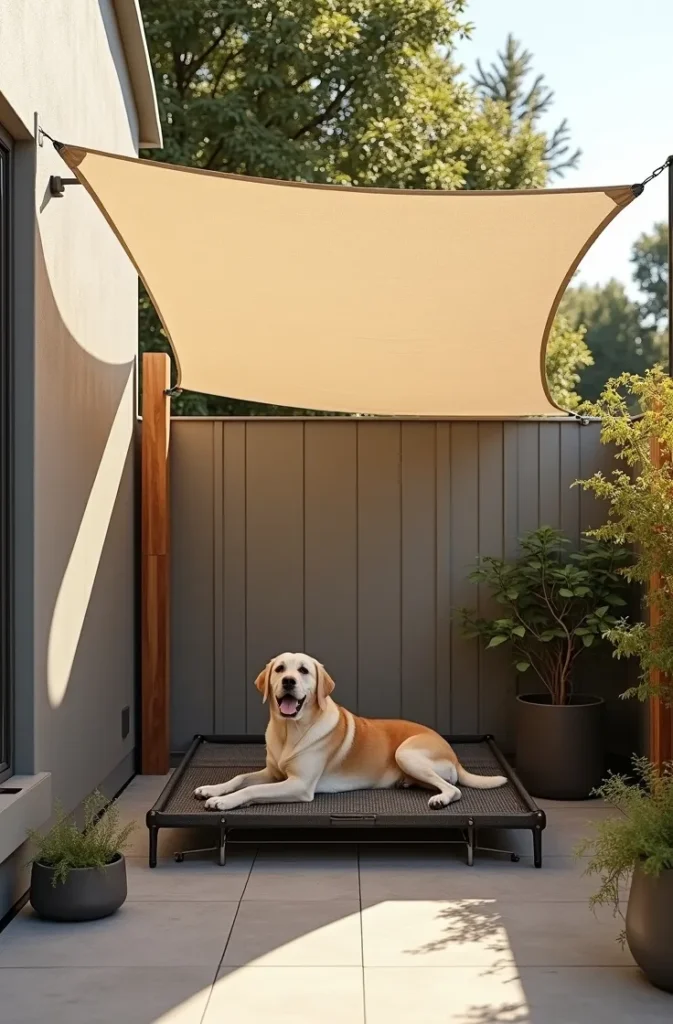 Shaded Dog Lounge Corner With Built-In Water Station