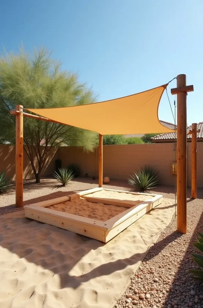 Shaded Sandbox Canopy Structure for Hot Climate USA Yards