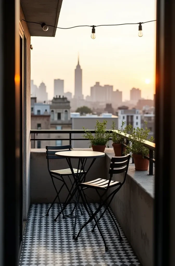 Small Apartment Balcony Checkerboard Using Snap-Together Tile