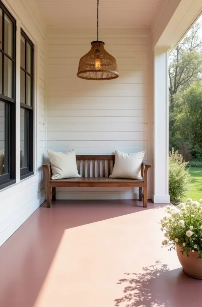 Soft Blush Concrete Patio for a Feminine or Romantic Outdoor Space