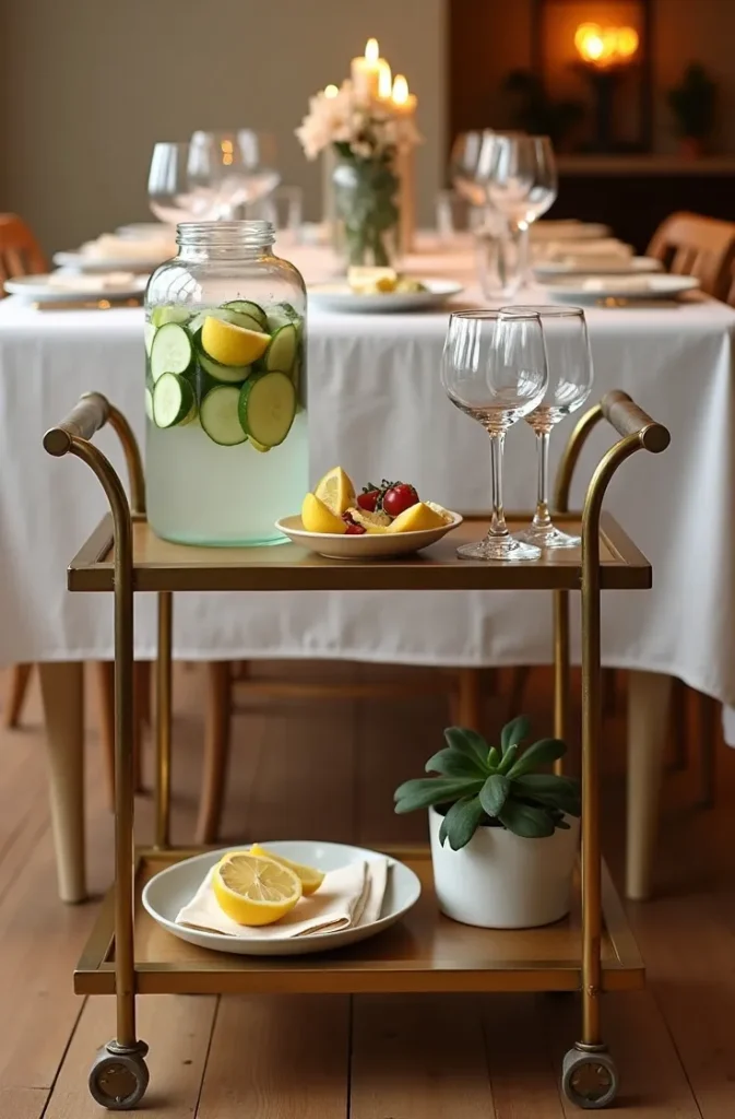 Style a Dessert or Drinks Station Beside the Dining Table for Summer Hosting