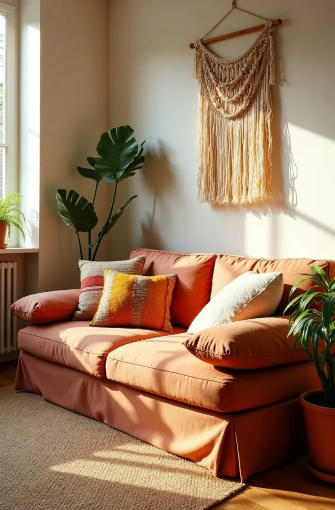 Style a Low-Profile Floor Couch With Stacked Kilim Cushions for a True Boho Foundation