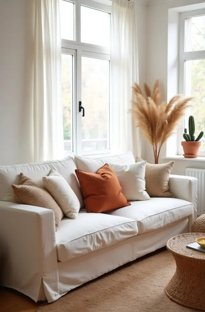 Style a White Couch for a Light Bohemian Aesthetic Using Natural Fiber Accents