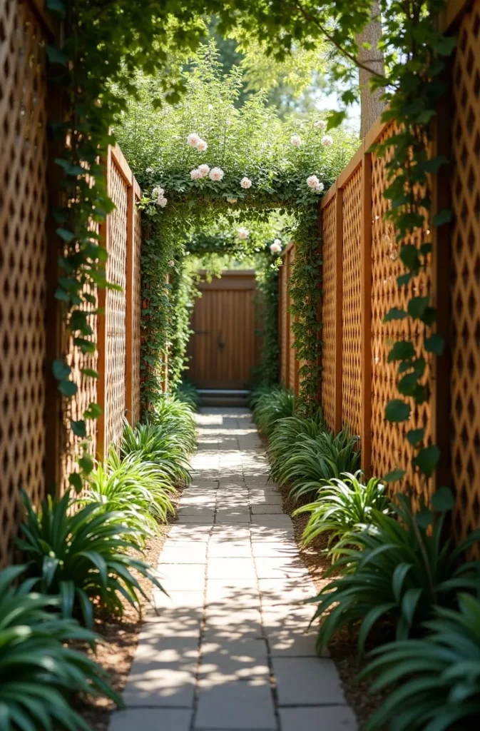 Tall Diagonal Lattice Panels for Side Yard Privacy