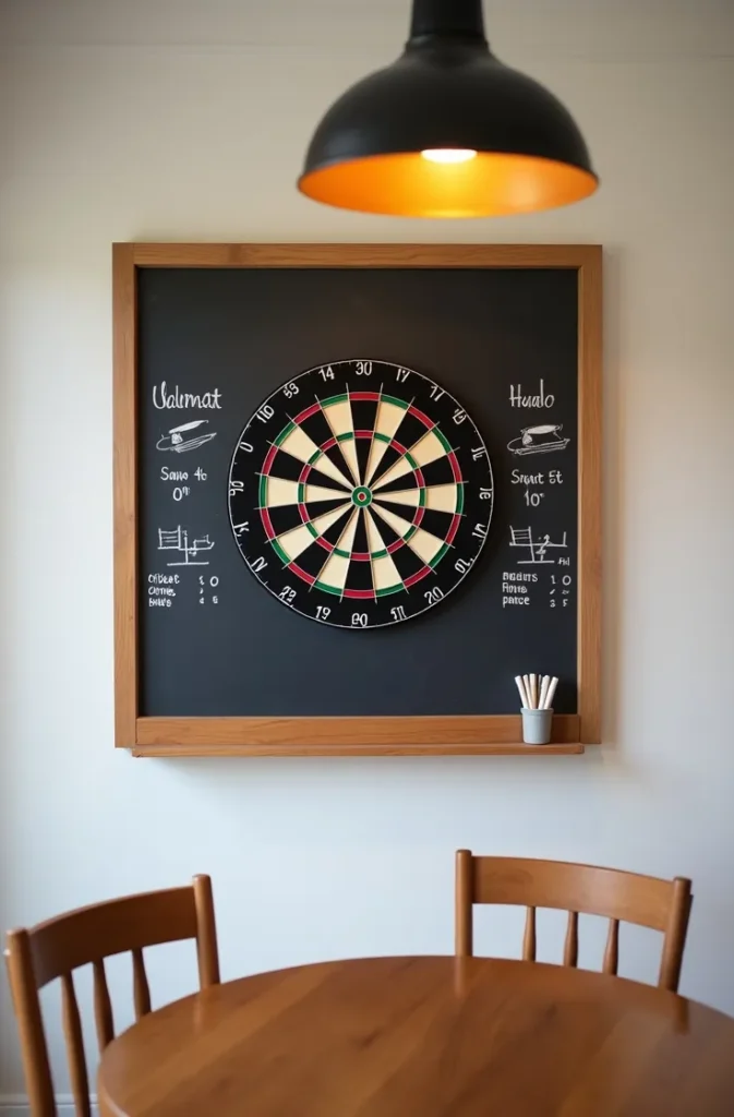 The Chalkboard Surround Setup That Integrates the Scoring System Into the Wall Design
